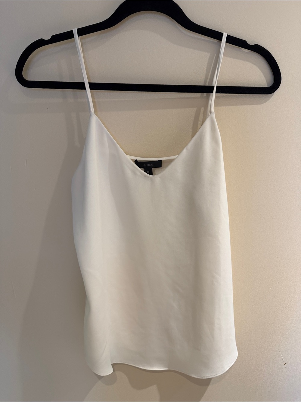 J. Crew White Silk-Feel Spaghetti Strap Cami